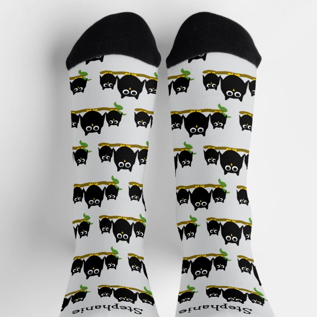Black Owls Design Personalisiert Socken (Oben)