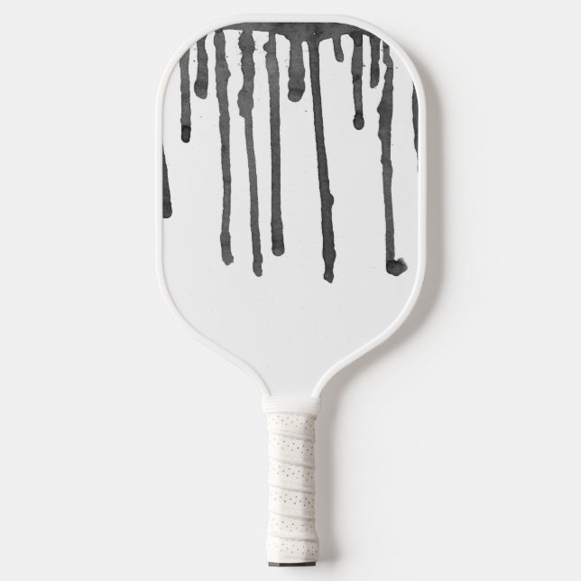 Black Paint Drop Stripes Pattern Pickleball Schläger (Vorderseite)