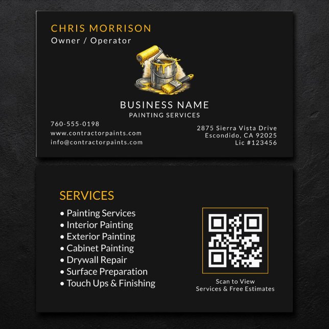 Black Painter Services QR-Code Visitenkarte (Von Creator hochgeladen)
