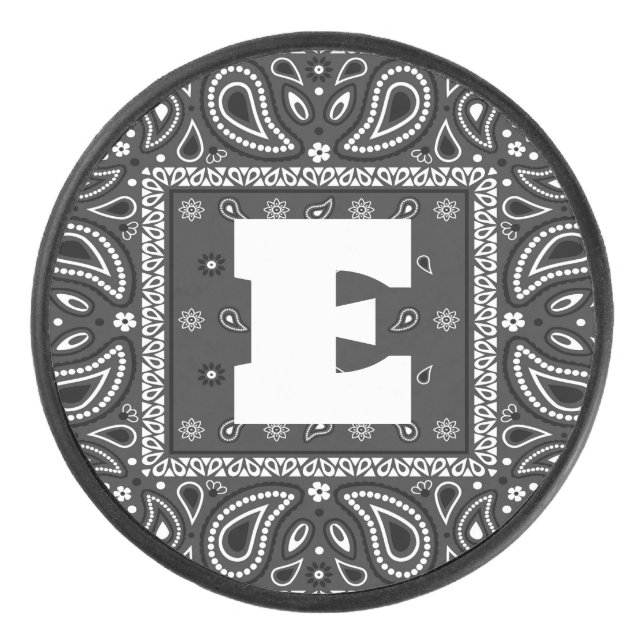 Black Paisley Bandana Birthday Hip Hop Rap Scarf Eishockey Puck (Vorderseite)