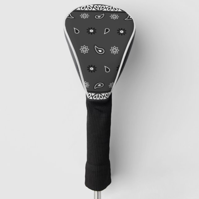 Black Paisley Bandana Birthday Hip Hop Rap Scarf Golf Headcover (Vorderseite)