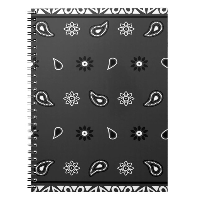 Black Paisley Bandana Birthday Hip Hop Rap Scarf Notizblock (Vorderseite)