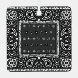 Black Paisley Bandana Birthday Hip Hop Rap Scarf Ornament Aus Metall