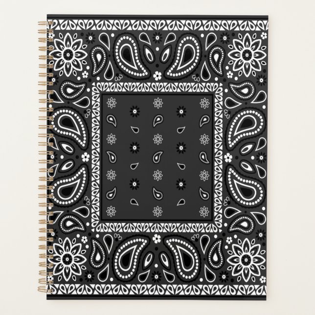 Black Paisley Bandana Birthday Hip Hop Rap Scarf Planer (Vorderseite)