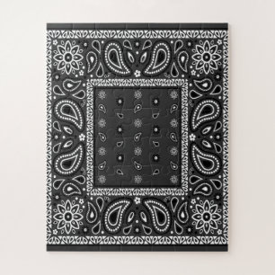 Black Paisley Bandana Birthday Hip Hop Rap Scarf Puzzle