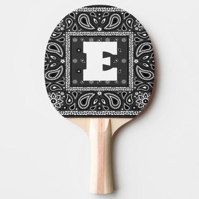 Black Paisley Bandana Birthday Hip Hop Rap Scarf Tischtennis Schläger (Vorderseite)