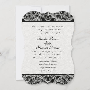 Black Paisley Damask Einladung zur Hochzeit