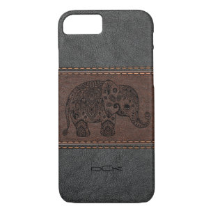 Black Paisley Elephant über Vintagem Leder Case-Mate iPhone Hülle