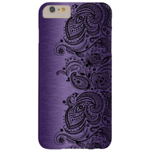 Black Paisley Lace Lila Hintergrund Barely There iPhone 6 Plus Hülle