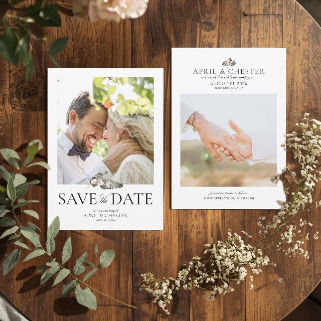 Black Palm Photo Save The Date Einladung (Modern Save The Date Card)