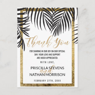 Black Palm Tree Frond Gold Border Moderne Vielen D Postkarte