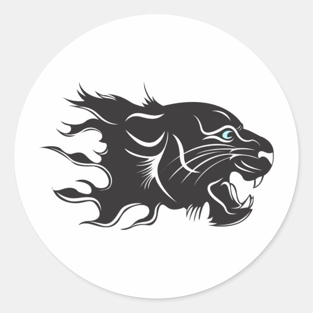 Black Panther Blue Eyes Runder Aufkleber (Vorderseite)