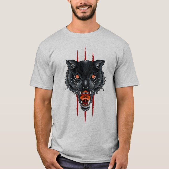 Black Panther Claw Scratch Tattoo T-Shirt (Vorderseite)