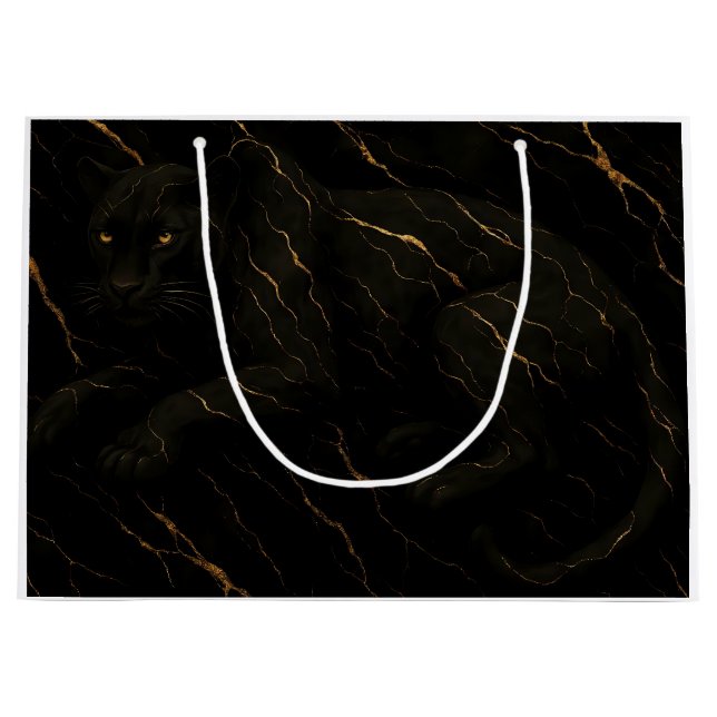 Black Panther Gold Marble Art Große Geschenktüte (Vorderseite)
