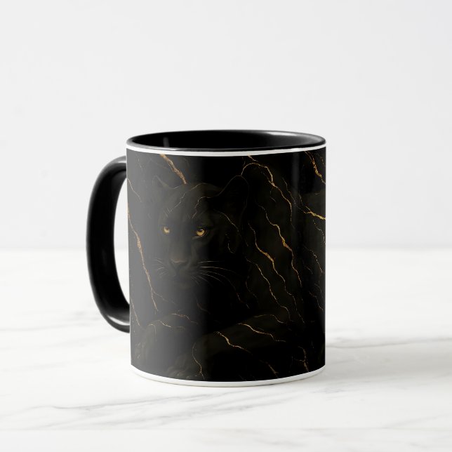 Black Panther Gold Marble Art Tasse (Vorderseite Links)