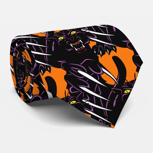 Black Panther Head Claws Sportfußball Necktie Krawatte (Gerollt)