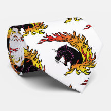 Black Panther Head Flamames Sportfußball Necktie