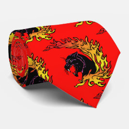Black Panther Head Flamames Sportfußball Necktie Krawatte