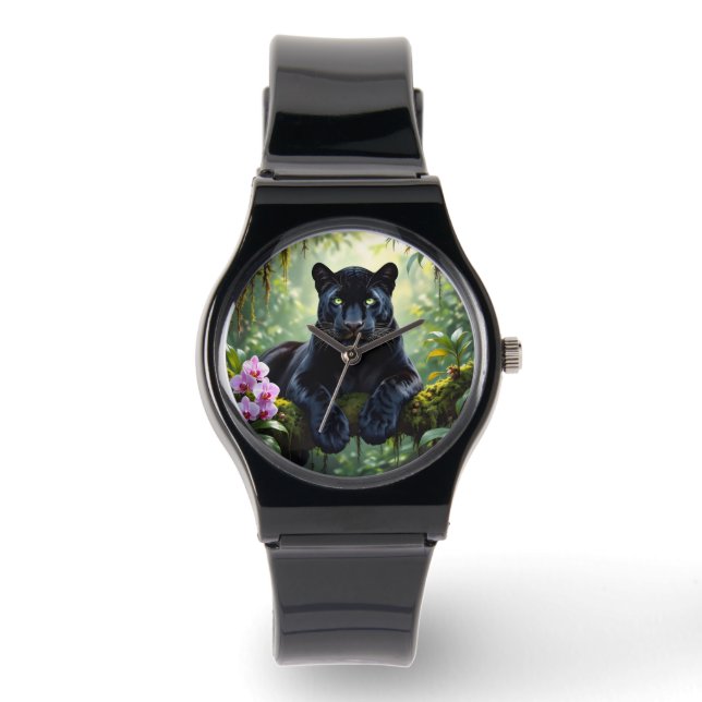 Black Panther in the Jungle Armbanduhr (Vorderseite)