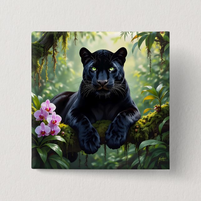 Black Panther in the Jungle Button (Vorderseite)