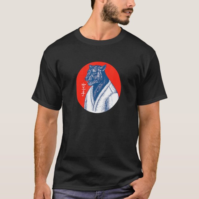 Black Panther Karate Japanische Kunstästhetik Graf T-Shirt (Vorderseite)