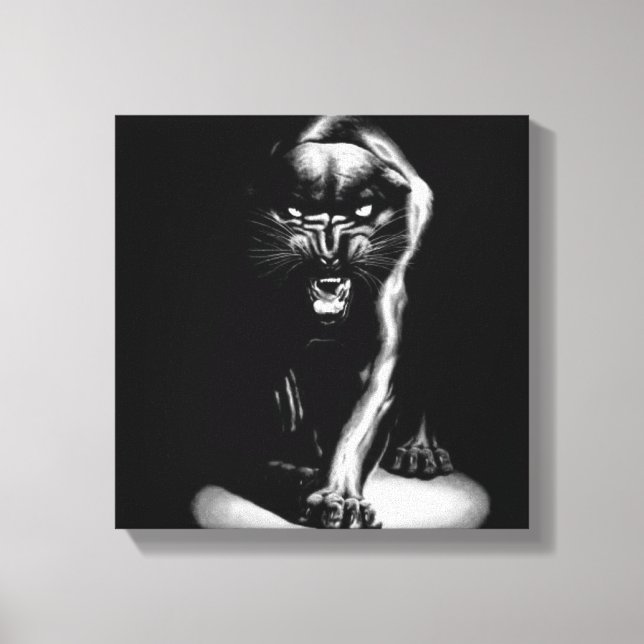 Black Panther Stretched Canvas Print Leinwanddruck (Vorderseite)