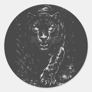 Black Panther — von BurnsInHell Runder Aufkleber
