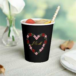 Black paper cup with a pink and red heart pappbecher