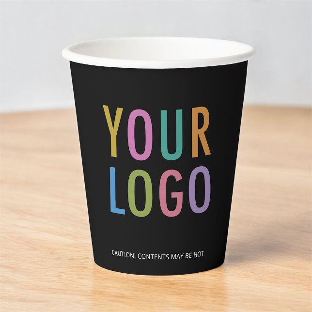 Black Paper Cups Custom Company Logo Branded 8 oz Pappbecher (MISOOK Black Paper Cup with Logo)