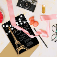 Black Paris Eiffel Tower Glitzer Lights Sweet 16