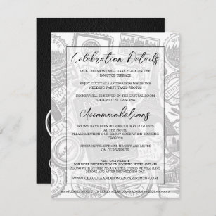 Black Paris Passport Wedding Begleitkarte