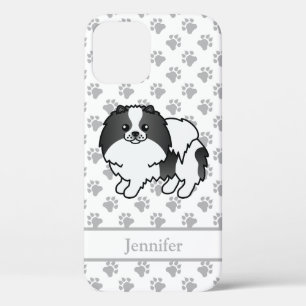 Black Parti-Color Spitz Cartoon Dog & Name Case-Mate iPhone Hülle