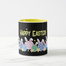 Black & Pastel Happy Osterfeier Tasse - Bunny Ear