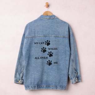 Black Paw druckt Design Denim Jacket Jeansjacke