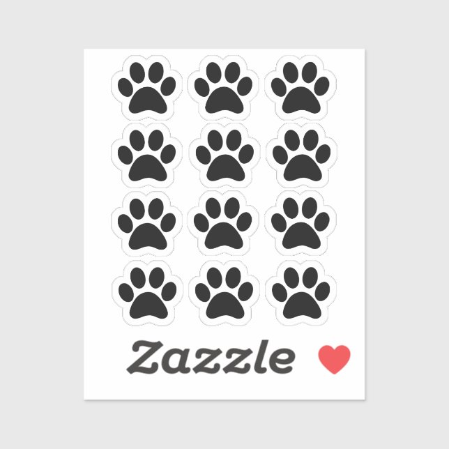 Black Paw Print Custom Shape Vinyl Aufkleber (Blatt)