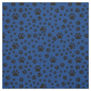 Black Paw Prints auf Royal Blue Fabric Stoff