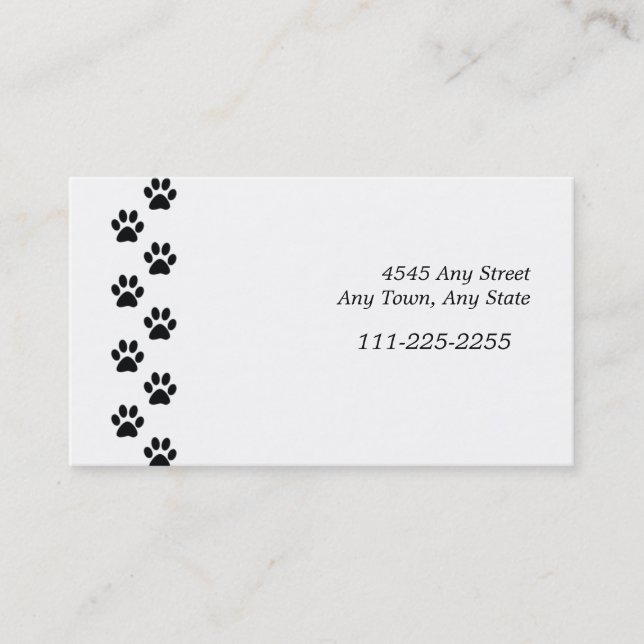 Black Paw Prints Border Business Card Visitenkarte (Vorderseite)