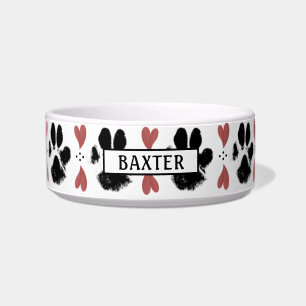 Black Paw Prints & Hearts   Editierbare Farbe   Na Napf