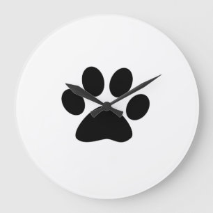 Black Paw Prints Pattern Cute Gifts White Cool Große Wanduhr