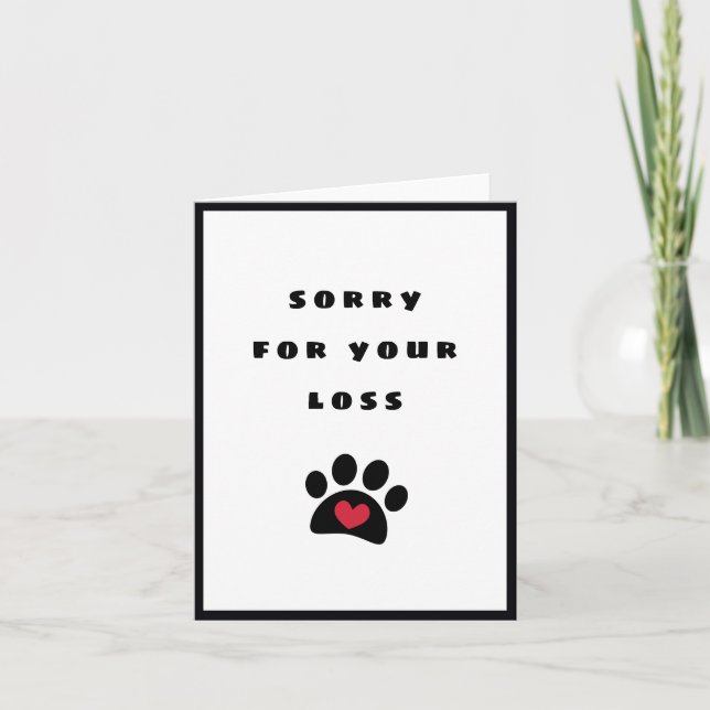Black Pawprint Red Heart Entschuldigung für Ihren  Karte (Vorderseite)