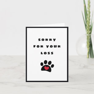 Black Pawprint Red Heart Entschuldigung für Ihren  Karte