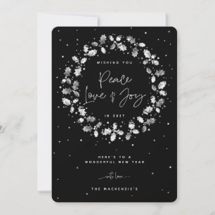 Black Peace Liebe + Joy Holly Wreath Feiertagskarte