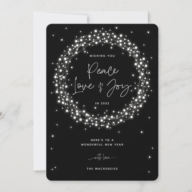 Black Peace Liebe+Joy Sparkling Lights Weihnachten (Vorderseite)