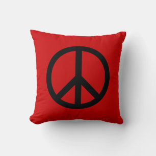 Black Peace Sign/Red und Blue/Pillow Kissen