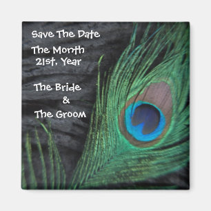 Black Peacock Wedding Magnete