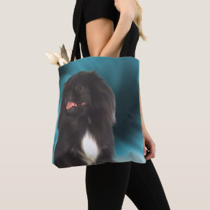 Black Pekingese Blue Wirbel Dog Art