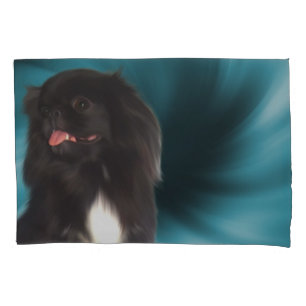 Black Pekingese Blue Wirbel Dog Art Kissenbezug
