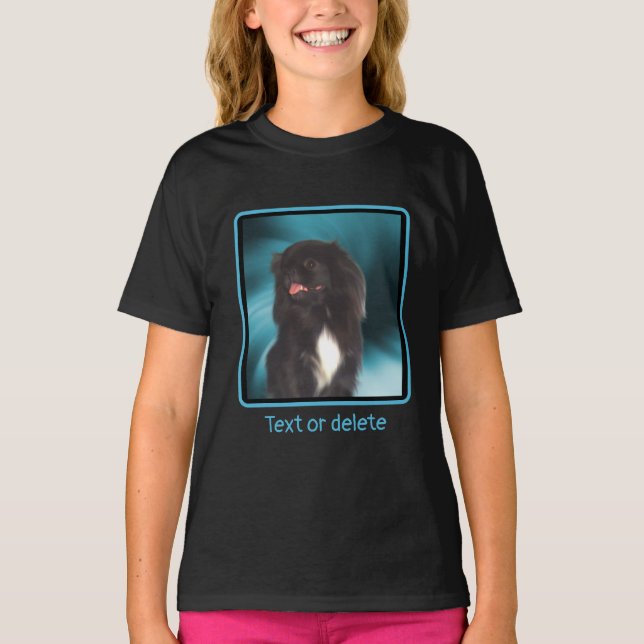 Black Pekingese Blue Wirbel Dog Personalisiert T-Shirt (Vorderseite)