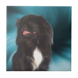 Black Pekingese Hund Art Fliese