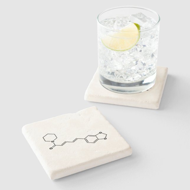 Black Pepper Piperine Molekulare Chemische Formel Steinuntersetzer (Seitenansicht)